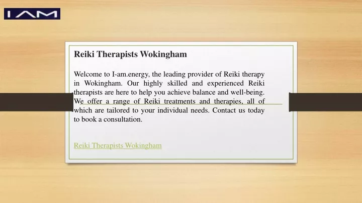 reiki therapists wokingham