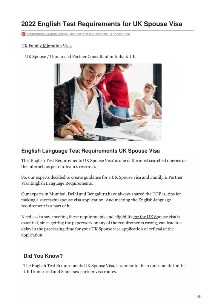 2022 english test requirements for uk spouse visa