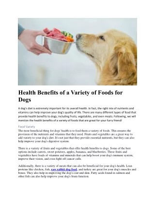 Health Benefits of a Variety of Foods for Dogs