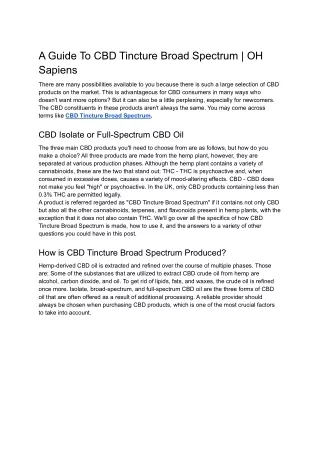 a guide to cbd tincture broad spectrum oh sapiens