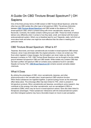 a guide on cbd tincture broad spectrum oh sapiens
