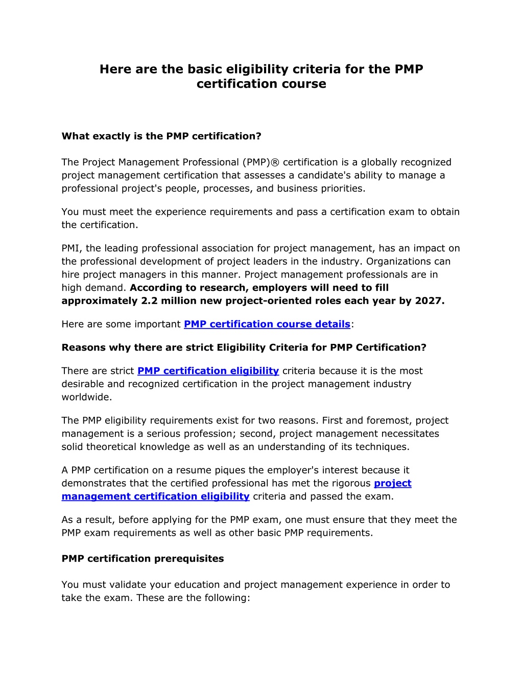 PPT - Here are the basic eligibility criteria for the PMP certification ...