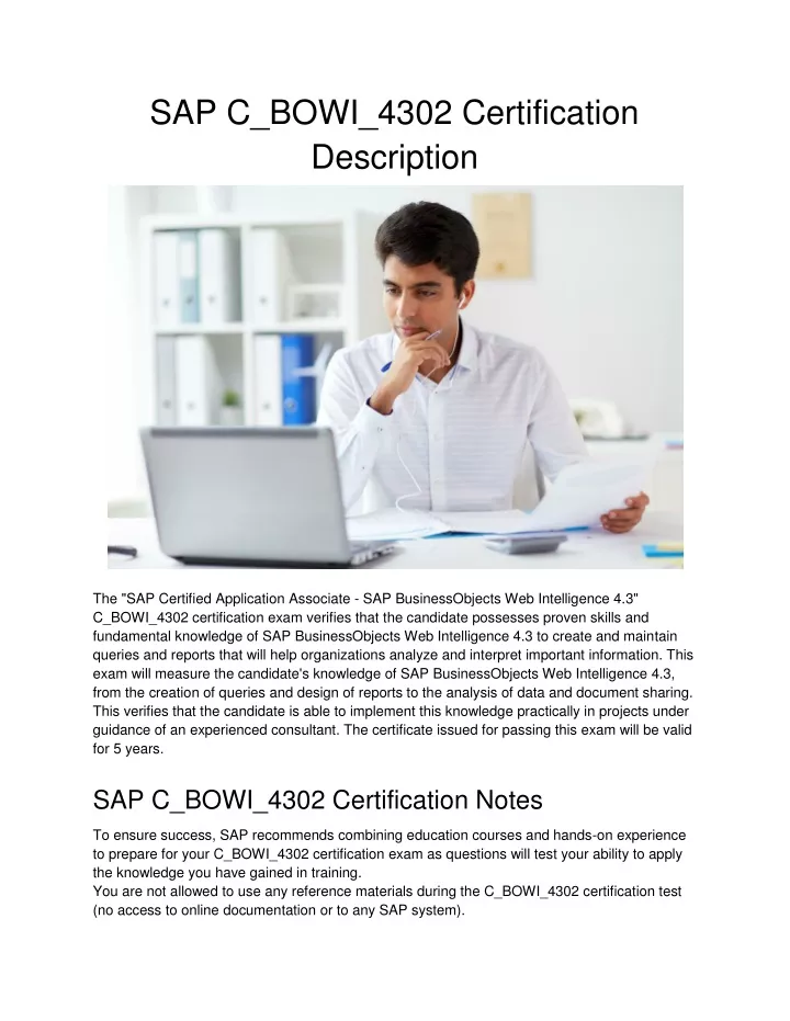 sap c bowi 4302 certification description