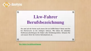 lkw fahrer berufsbezeichnung