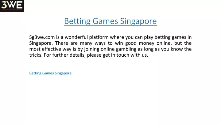 betting games singapore