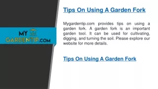 tips on using a garden fork