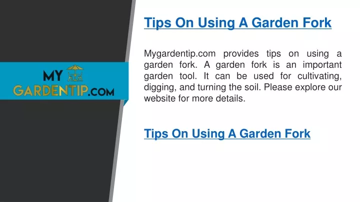 tips on using a garden fork