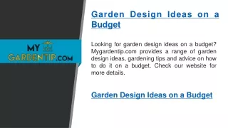 garden design ideas on a budget