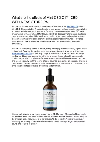 What are the effects of Mint CBD Oil_ _ CBD WELLNESS STORE PA