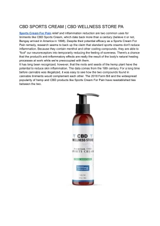 CBD SPORTS CREAM _ CBD WELLNESS STORE PA