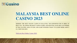 Malaysia Best Online Casino 2023 | B9casinomyr.com
