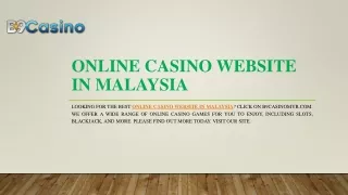 Online Casino Website In Malaysia | B9casinomyr.com