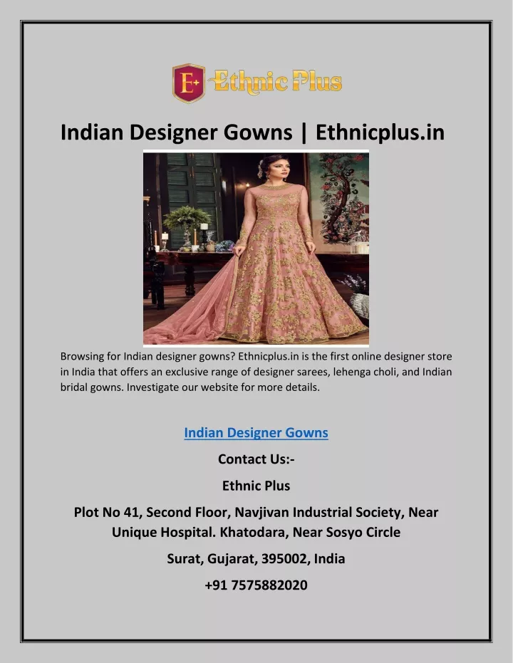 indian designer gowns ethnicplus in