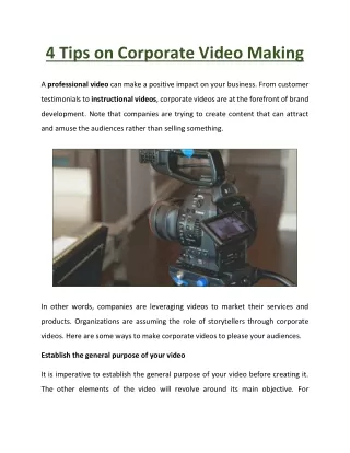 4 Tips on Corporate Video Making - VCM Interactive