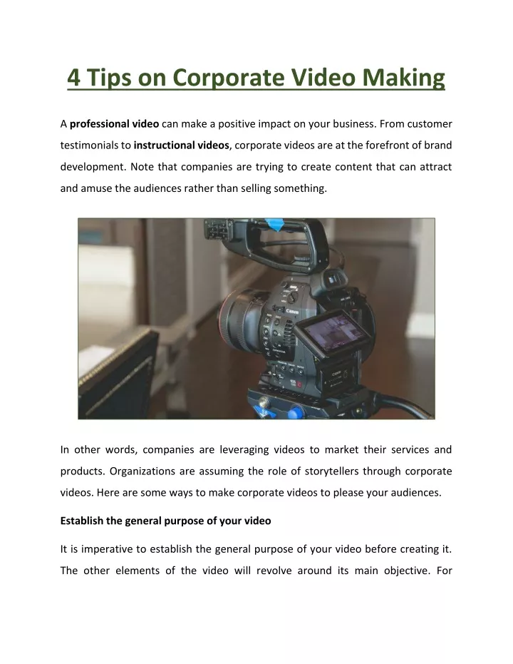 4 tips on corporate video making