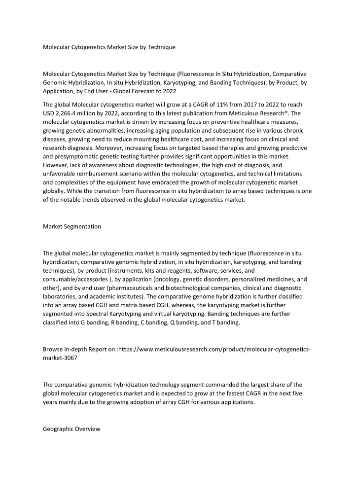 molecular cytogenetics market size by technique