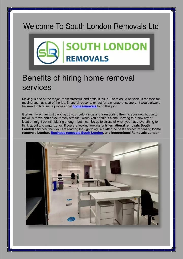 welcome to south london removals ltd