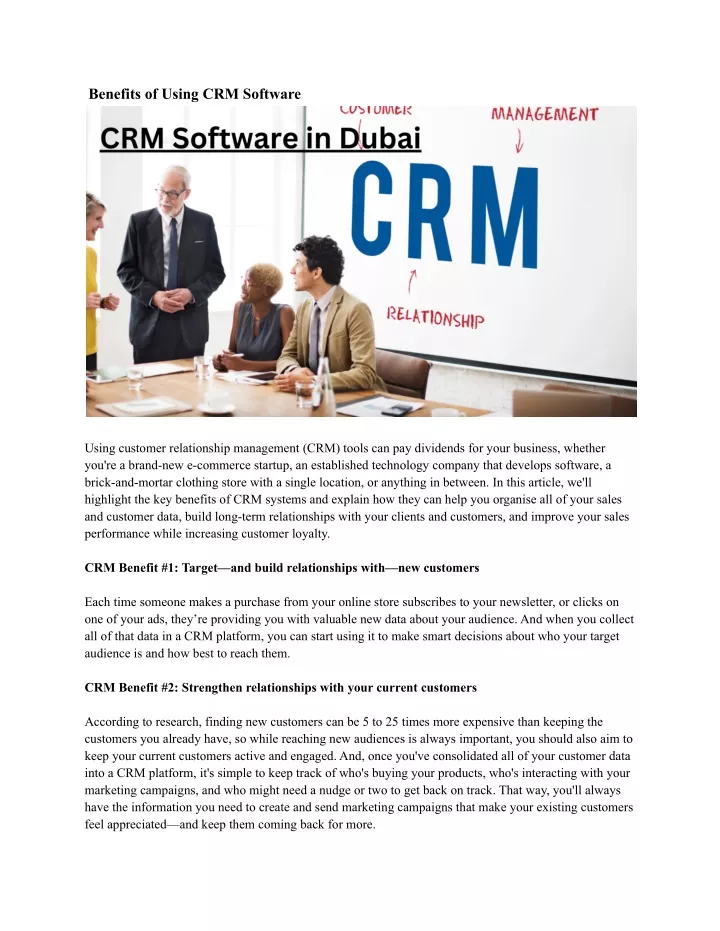 benefits of using crm software