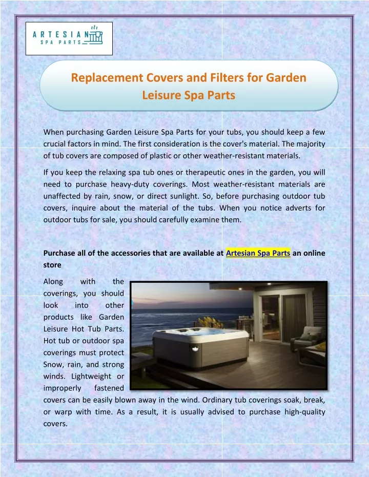 replacement covers and filters for garden leisure