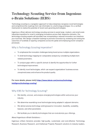 technology scouting service from ingenious e brain solutions iebs