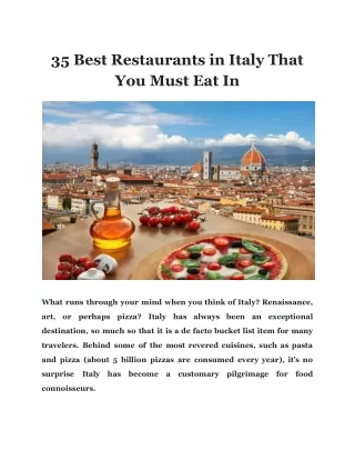 35 Best Restaurants in Italy That You Must Eat In