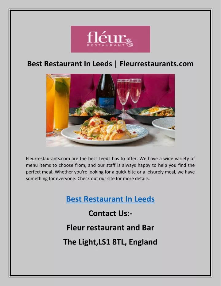 best restaurant in leeds fleurrestaurants com