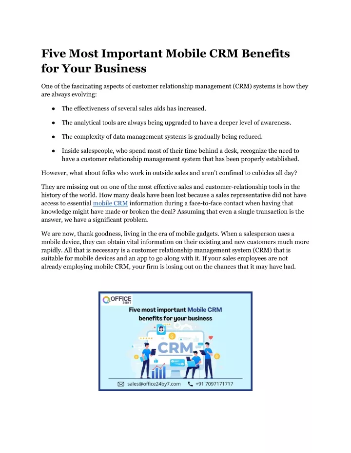 five most important mobile crm benefits for your