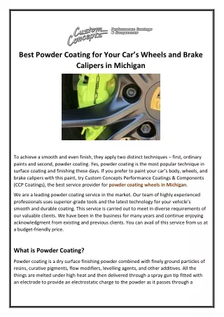 Best Powder Coating For Your Car’s Wheels And Brake Calipers in Michigan
