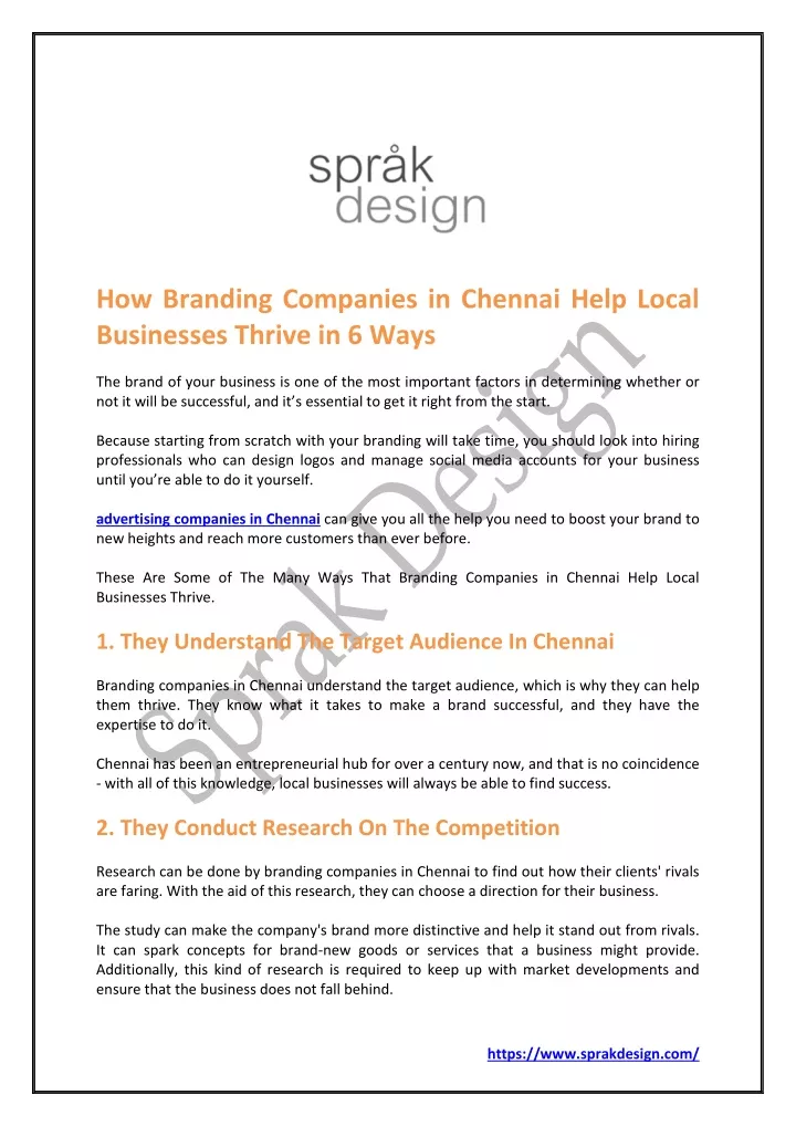 how branding companies in chennai help local
