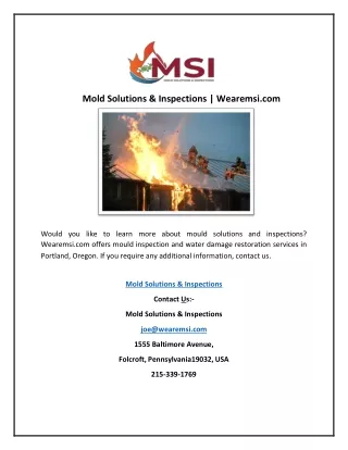 Mold Solutions & Inspections | Wearemsi.com