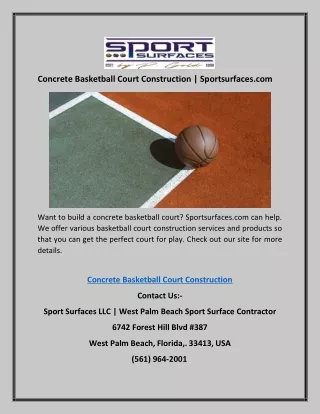 Concrete Basketball Court Construction | Sportsurfaces.com