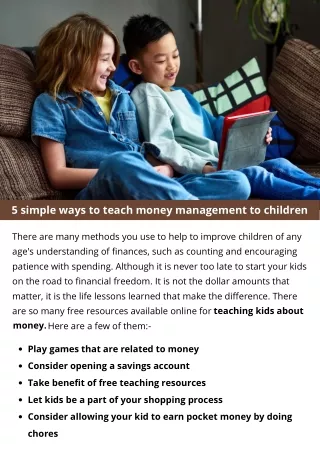 5 simple ways to teach money management