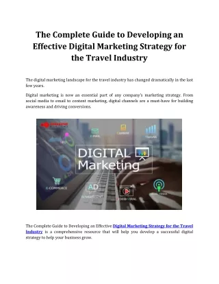 The Complete Guide to Developing an Effective Digital Marketing Strategy for the Travel Industry