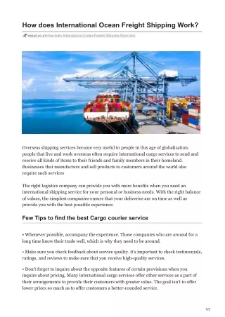 How does International Ocean Freight Shipping Work