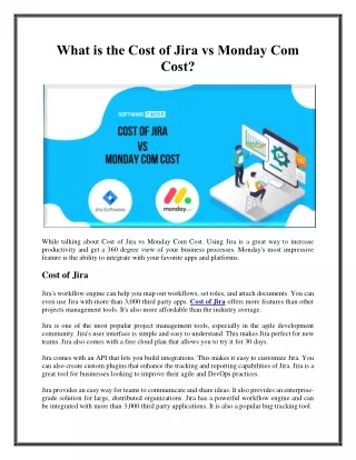 what is the cost of jira vs monday com cost
