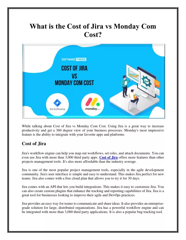 what is the cost of jira vs monday com cost