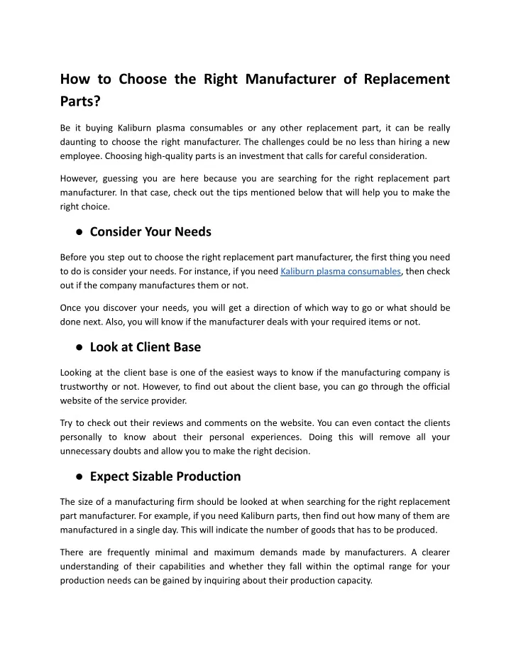 how to choose the right manufacturer