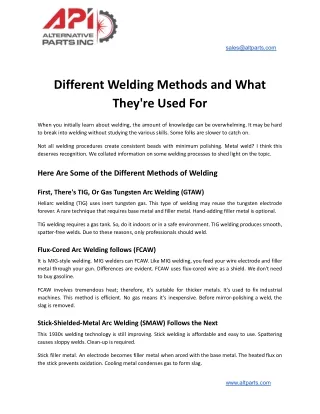 Different Welding Methods and What They are Used For