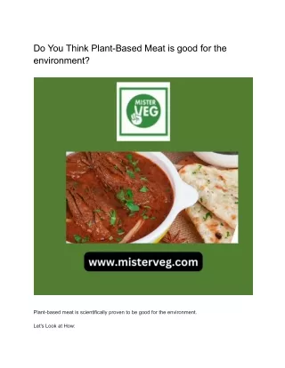 Do You Think Plant-Based Meat is good for the environment