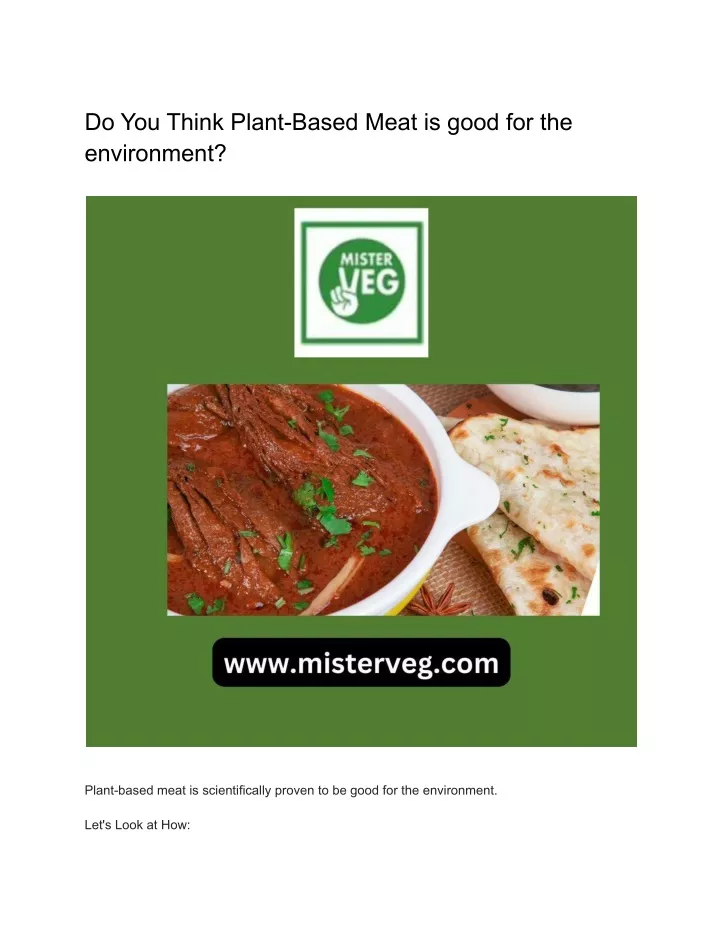do you think plant based meat is good