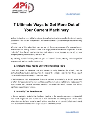 7 Ultimate Ways to Get More Out of Your Current Machinery