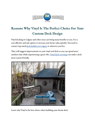 Reasons Why Vinyl Is The Perfect Choice For Your Custom Deck Design