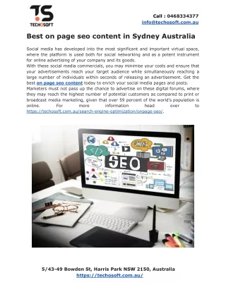 Best on page seo content in Sydney Australia