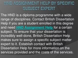 hnd assignment help by specific subject expert