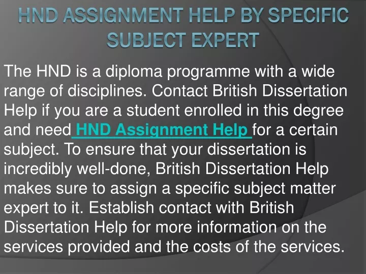 hnd assignment help by specific subject expert