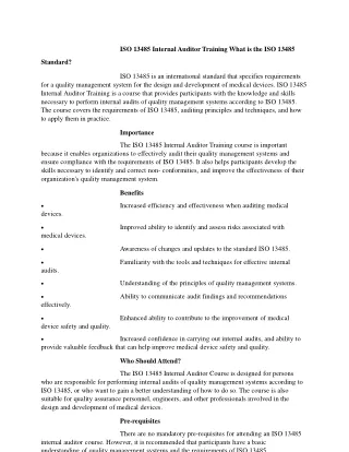 iso 13485 internal auditor training what