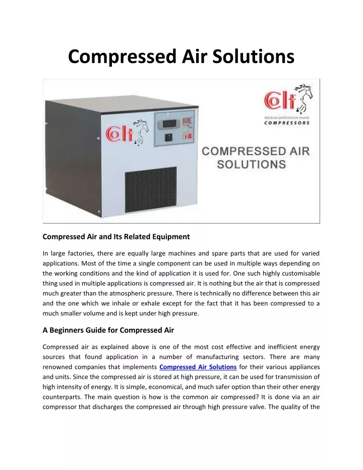 compressed air solutions