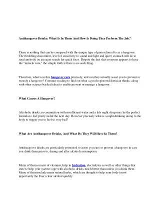 antihangover drinks what is in them
