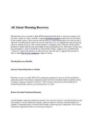 all about morning recovery