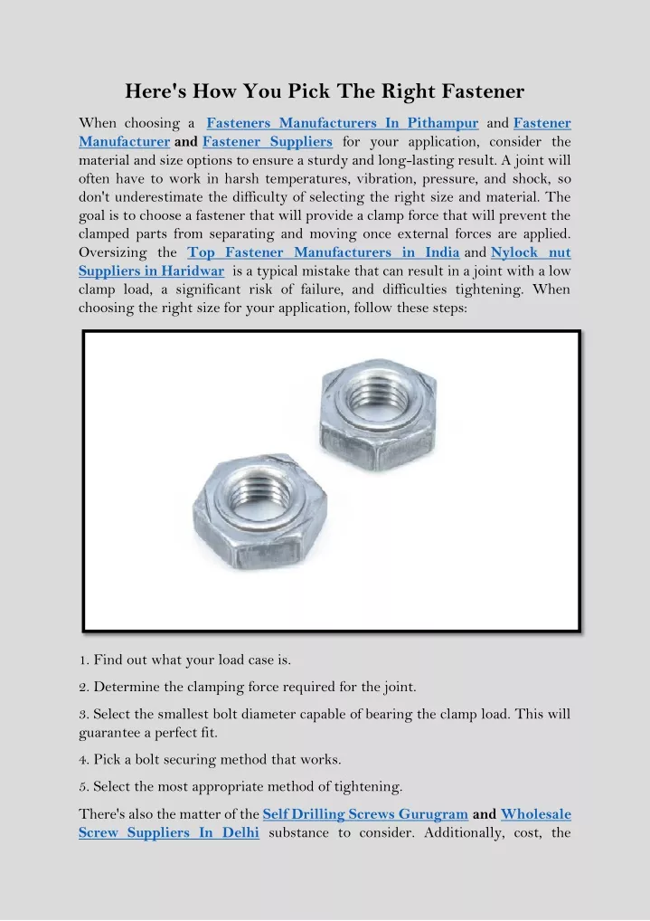 here s how you pick the right fastener